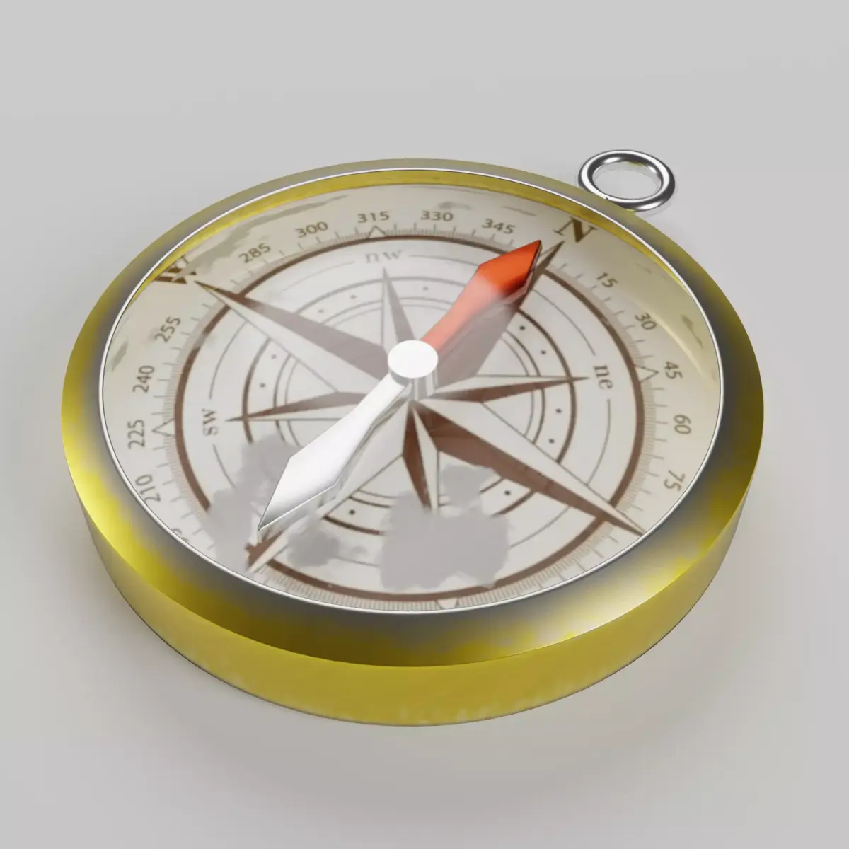 Compass - Low Poly gold Low-poly 3D model
