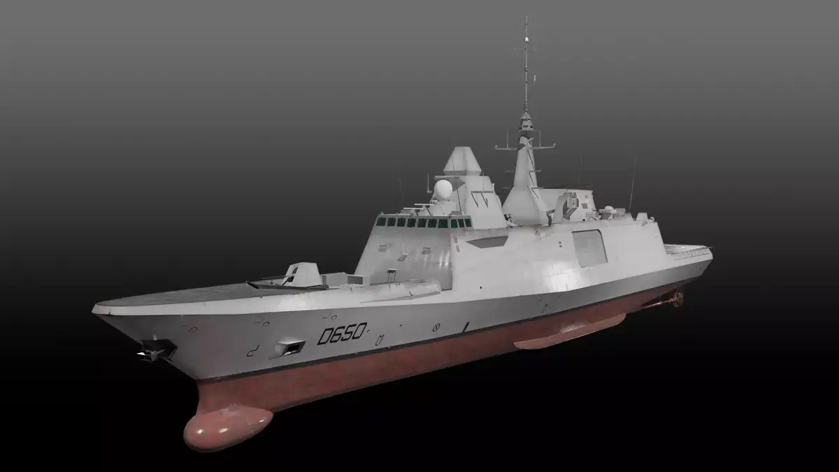 FREMM class Frigate D650 Aquitaine Low-poly 3D model