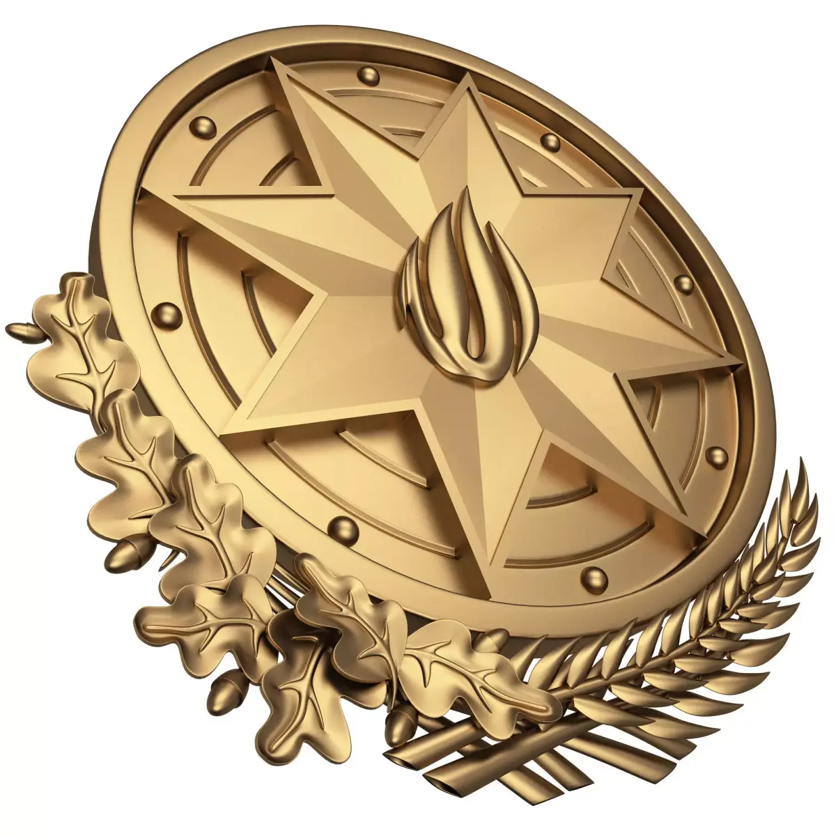 Coat of arms of Azerbaijan Gold Low-poly 3D model