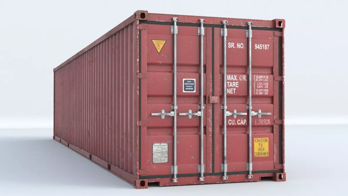 Cargo Container Red 40 feet PBR 3D model