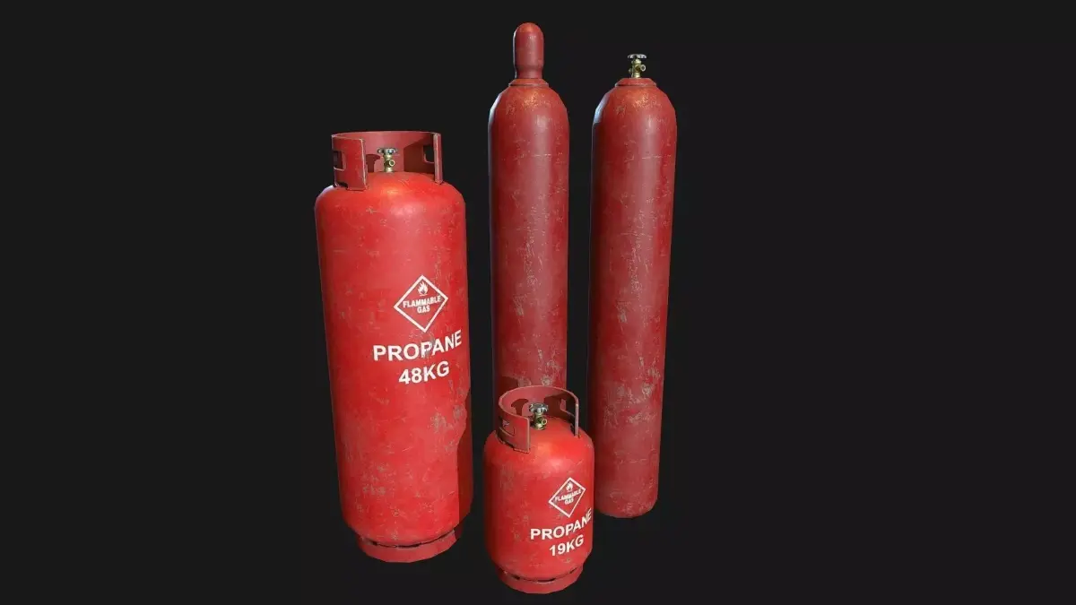 Low Poly PBR Gas Bottle Collection Low-poly 3D model