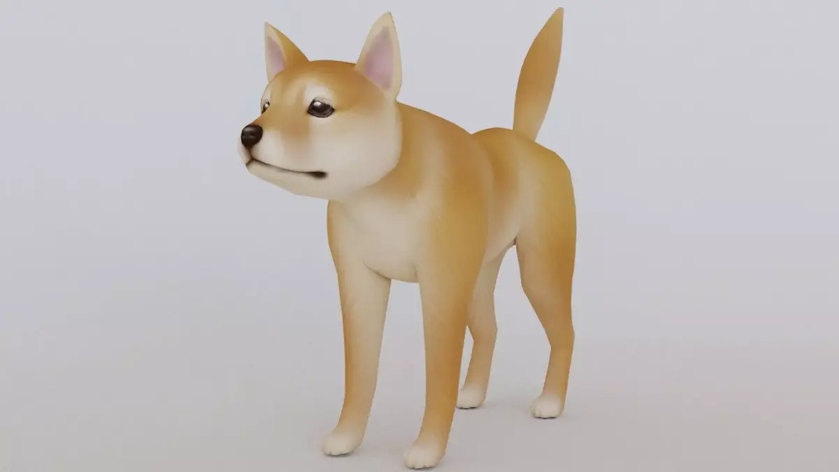 Cartoon Shiba Inu Low-poly 3D model