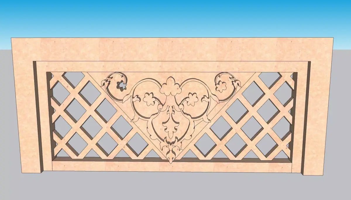 indian jodhpuri stone railing 3D model