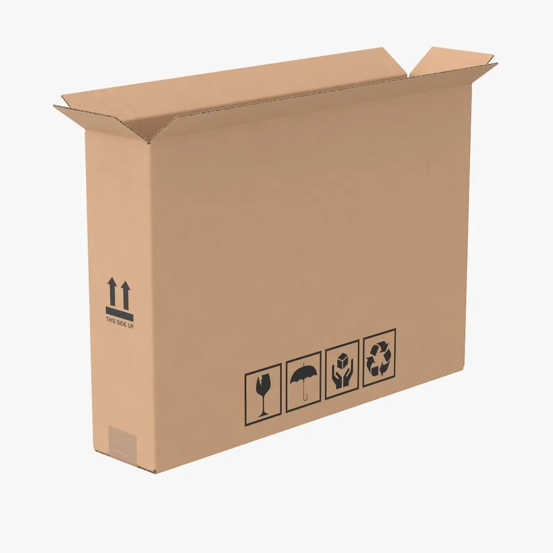 Cardboard Box 50x10x35 Half Open 3D model
