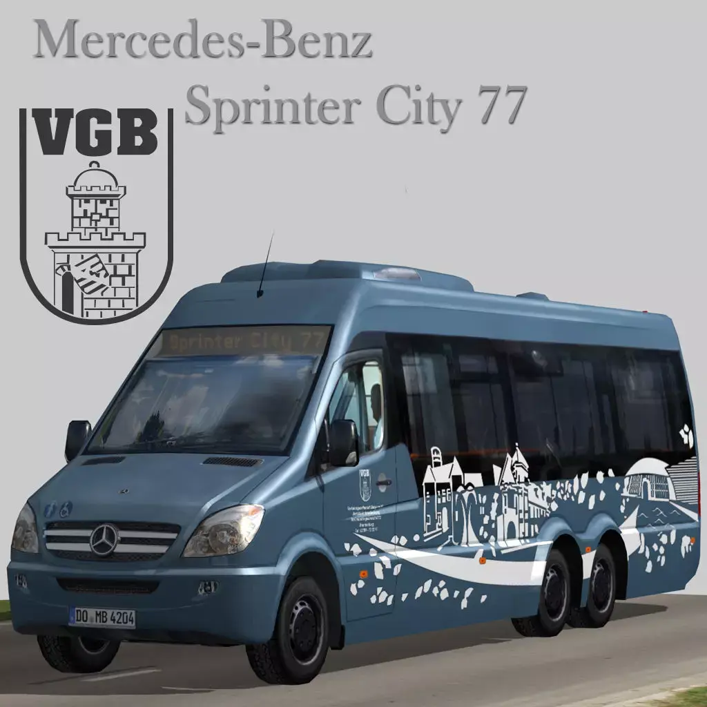 Mercedes bus 77 VGB Low-poly 3D model