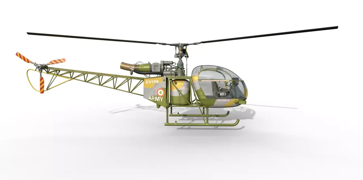 SA 315B Lama HALCheetah Helicopter  Game Ready 3D Model Low-poly 3D model