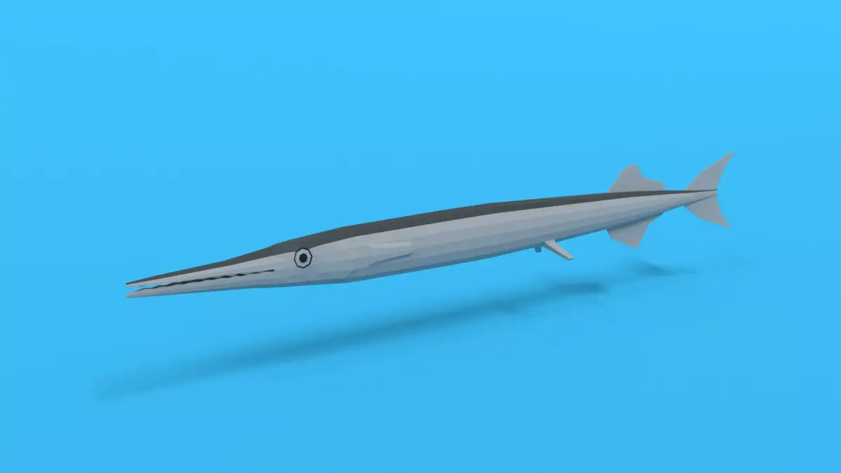 Low Poly Cartoon Garfish Low-poly 3D model