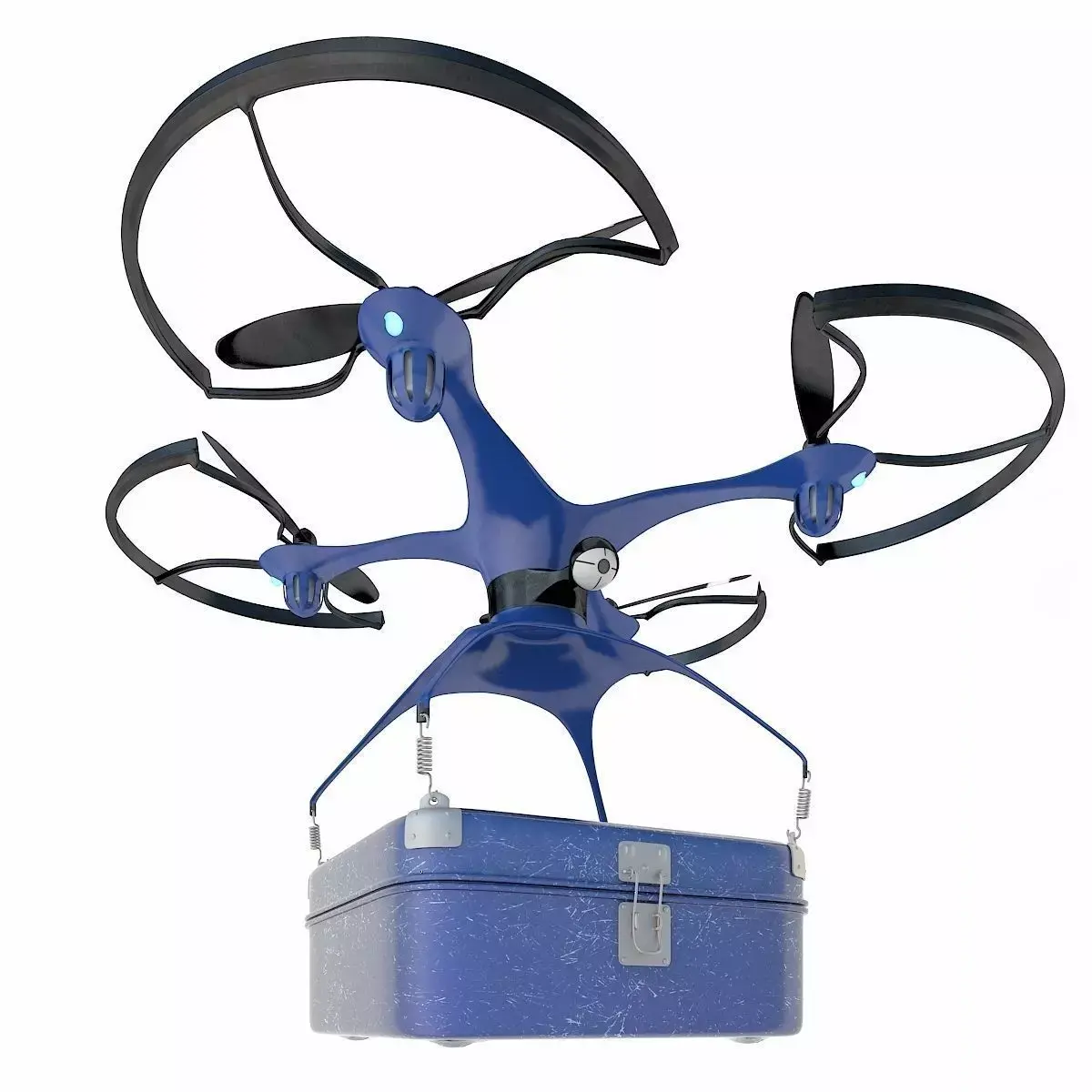 Generic Logistics Blue Post Drone with Box 3D model