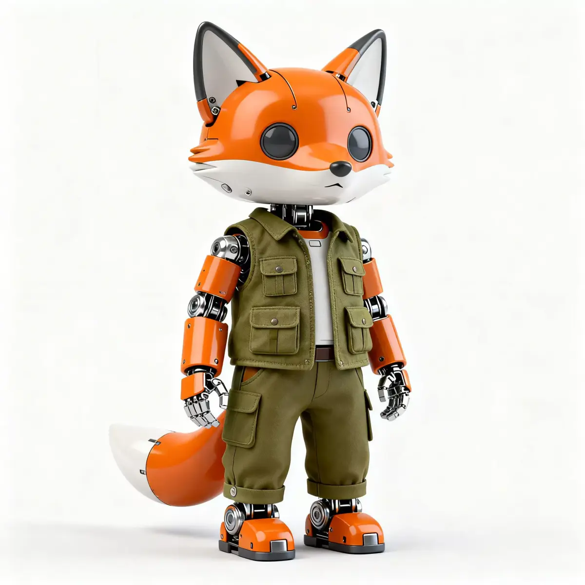 Realistic Robotic Fox in Vest 3D Model Low-poly 3D model