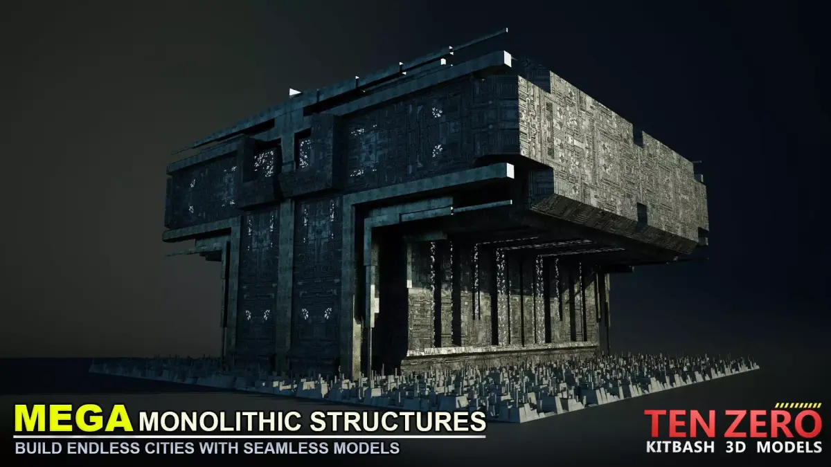 FREE MEGA MONOLITHIC STRUCTURE SCI-FI KITBASH Free 3D model