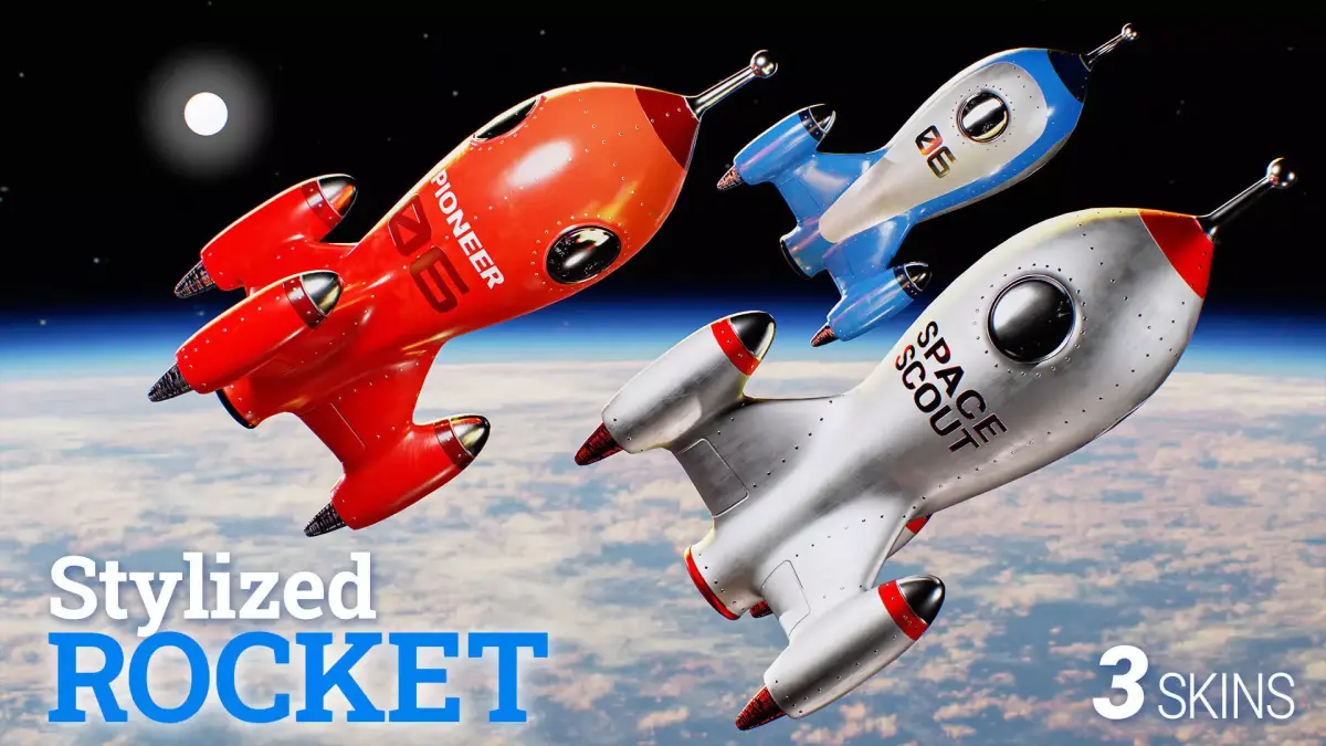  Stylized Rocket Toy Low-poly 3D model