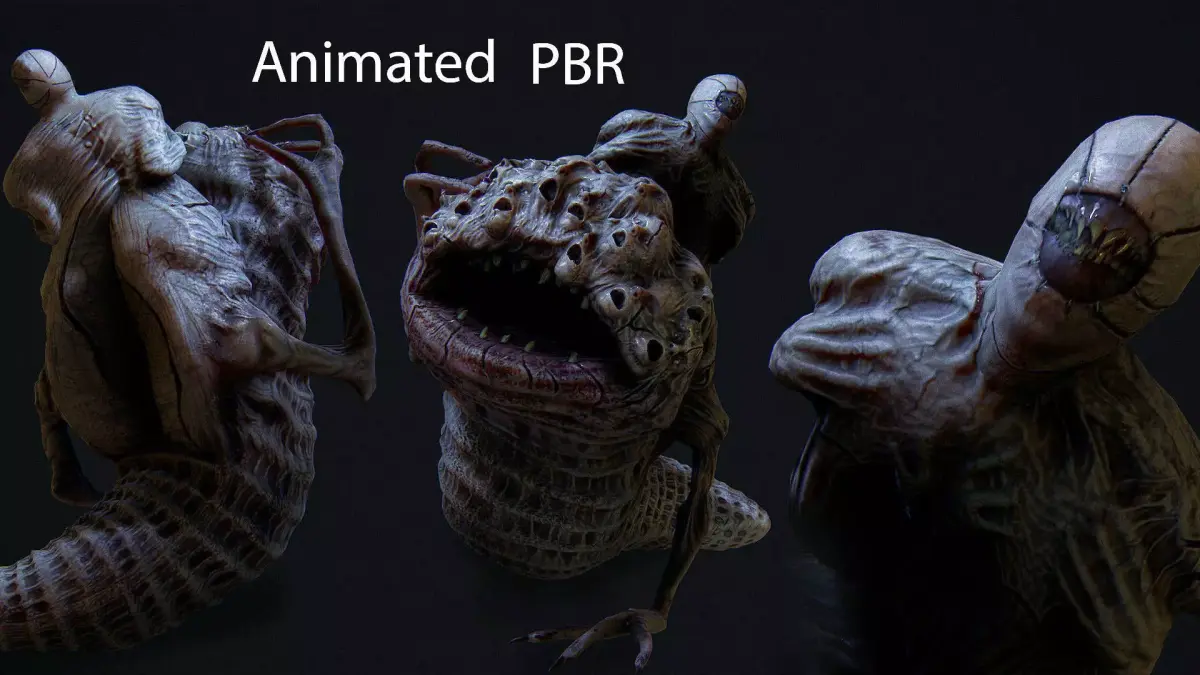 THe leach Horror monster Animated  Low-poly 3D model