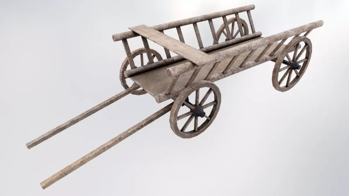 Wagon Wooden Low-poly 3D model