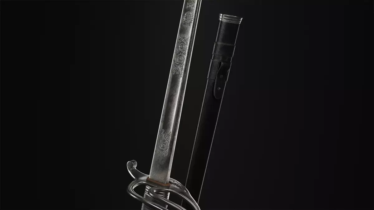 British Officer Sword WW1 Sheath Ralistic Historical Asset PBR Low-poly 3D model