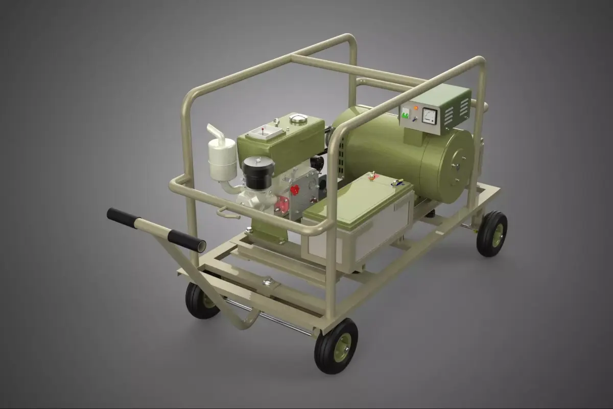 KHAKI BEIGE MILITARY ARMY DESERT DIESEL GENERATOR SET GENSET FDE 3D model