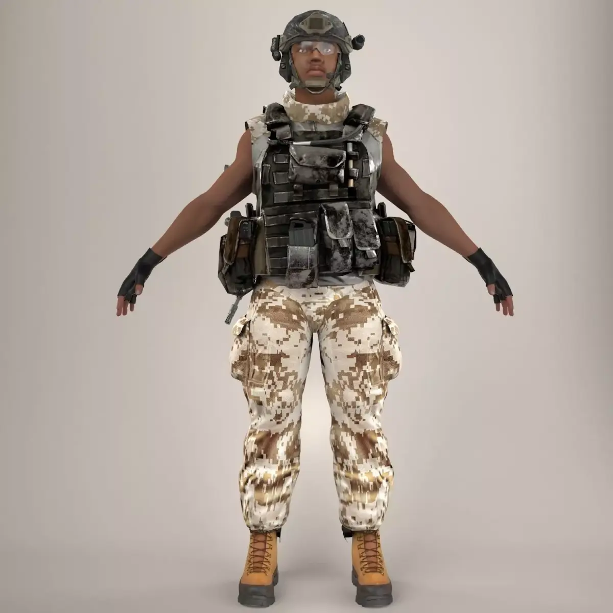 Soldier Black Full Nor Rigged 3D model