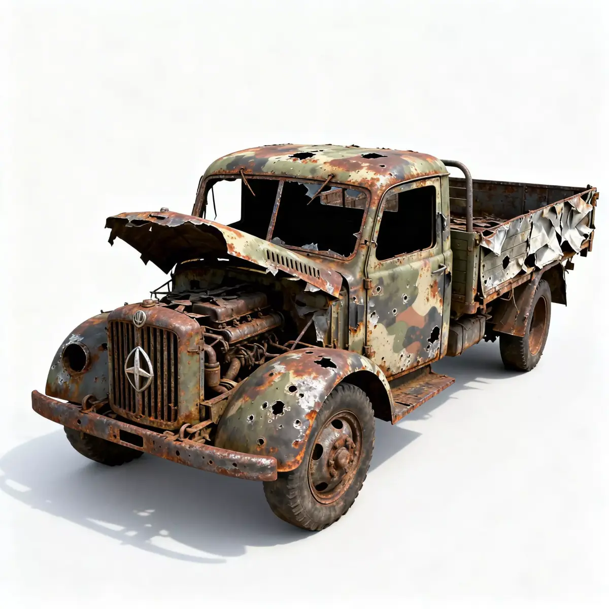WWII German Opel Blitz Truck Wreck 3D Model 3D Model Low-poly 3D model