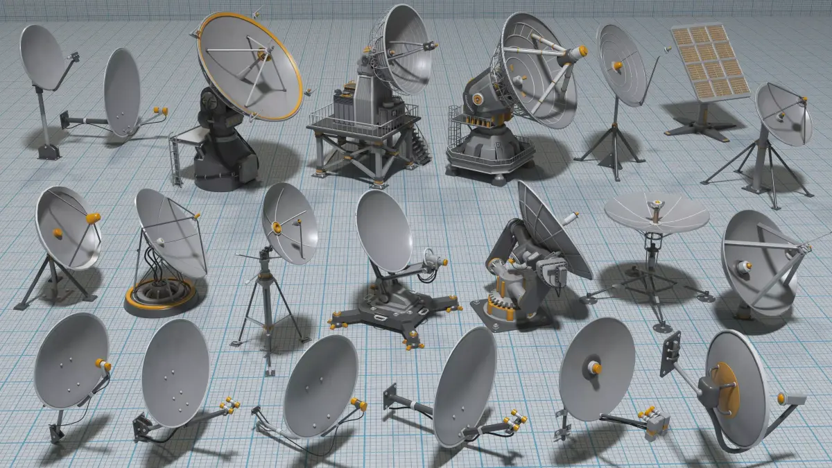 Antennas Collection - 21 pieces Low-poly 3D model