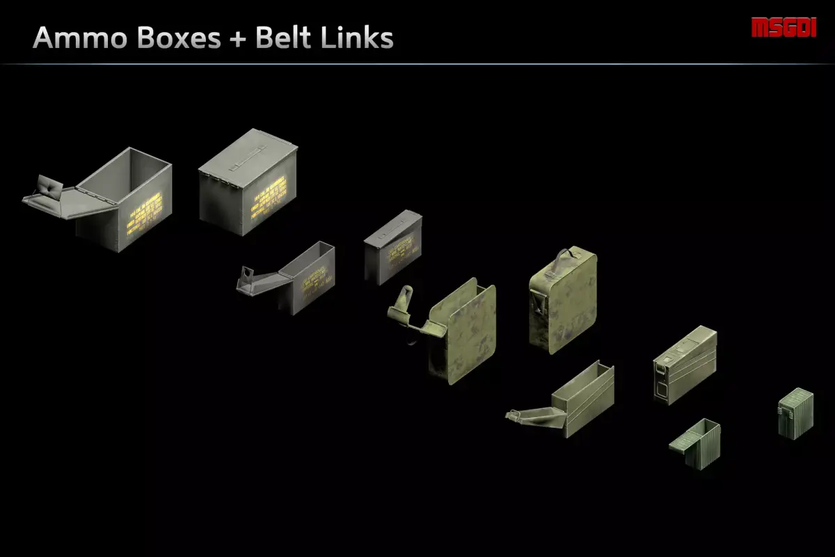 Ammo Boxes Belt Links Low-poly 3D model