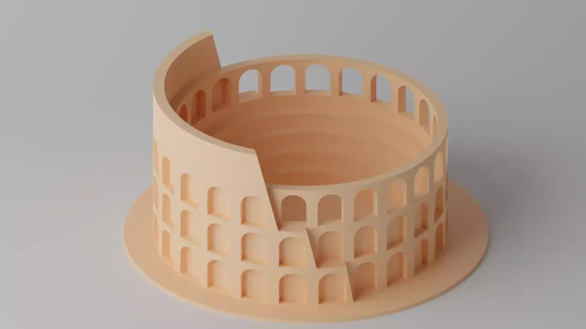 Cartoon Cute Roman Colosseum Low-poly 3D model