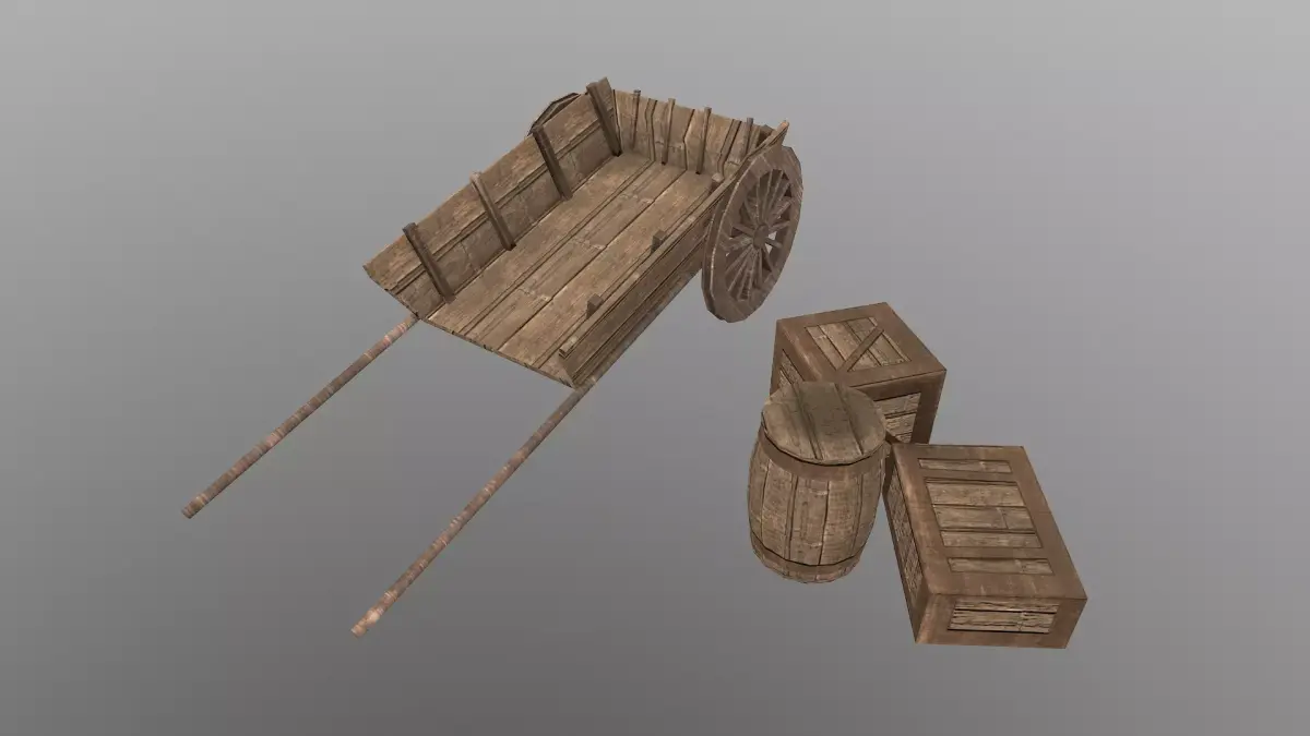  Medieval Cart 3 Low-poly 3D model