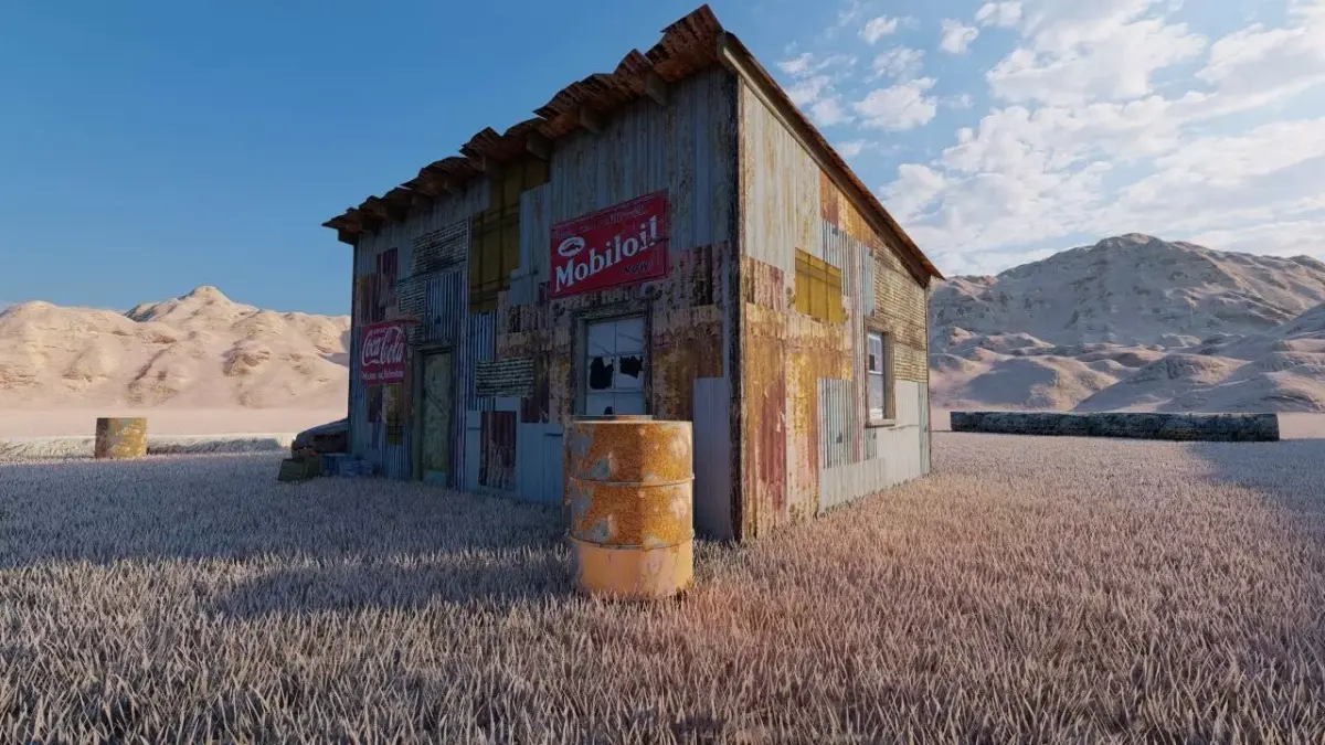 Post-Apocalyptic Gas Station 3D model