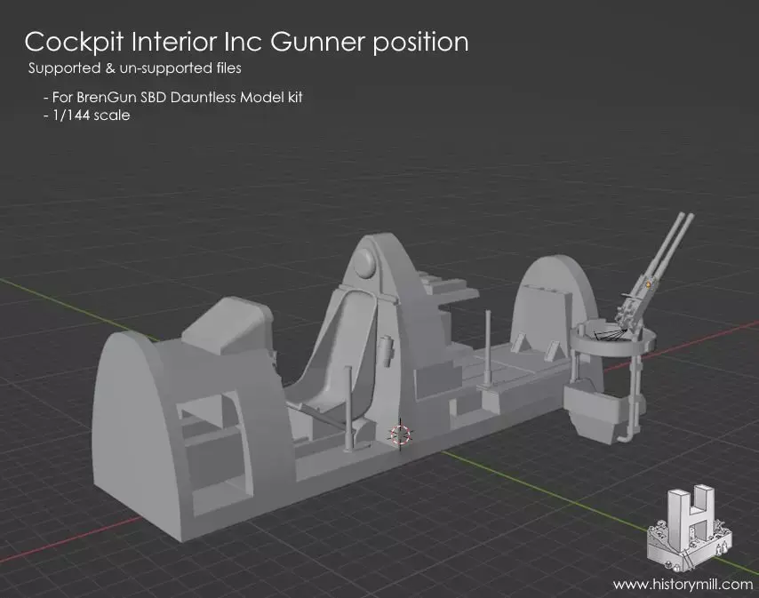 Cockpit interior for 144 scale SBD 5 Dauntless model kit 3D print model