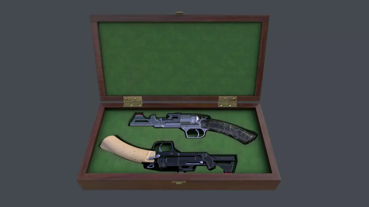 Concept Design Dueling Pair of Revolvers Argument Low-poly 3D model