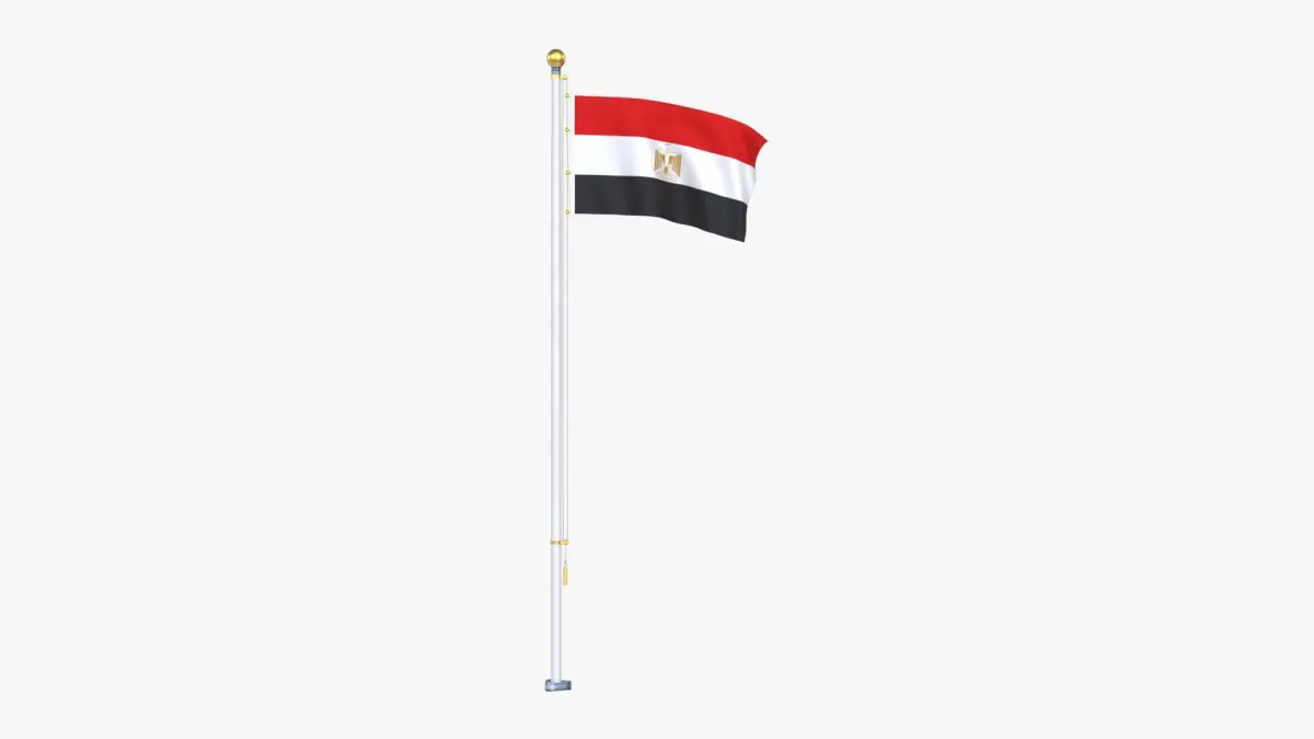 EgyptFlagStandPoleAnimated 3D model
