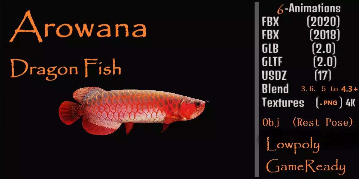 Arowana Dragon Fish Low-poly 3D model purchase