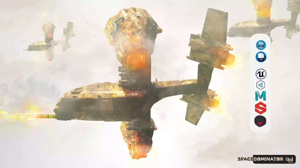 Spaceship Jet-Fighter - ready games and Video Production Low-poly 3D model