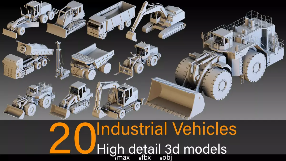 20 Industrial Vehicles- High detail 3d models 3D model