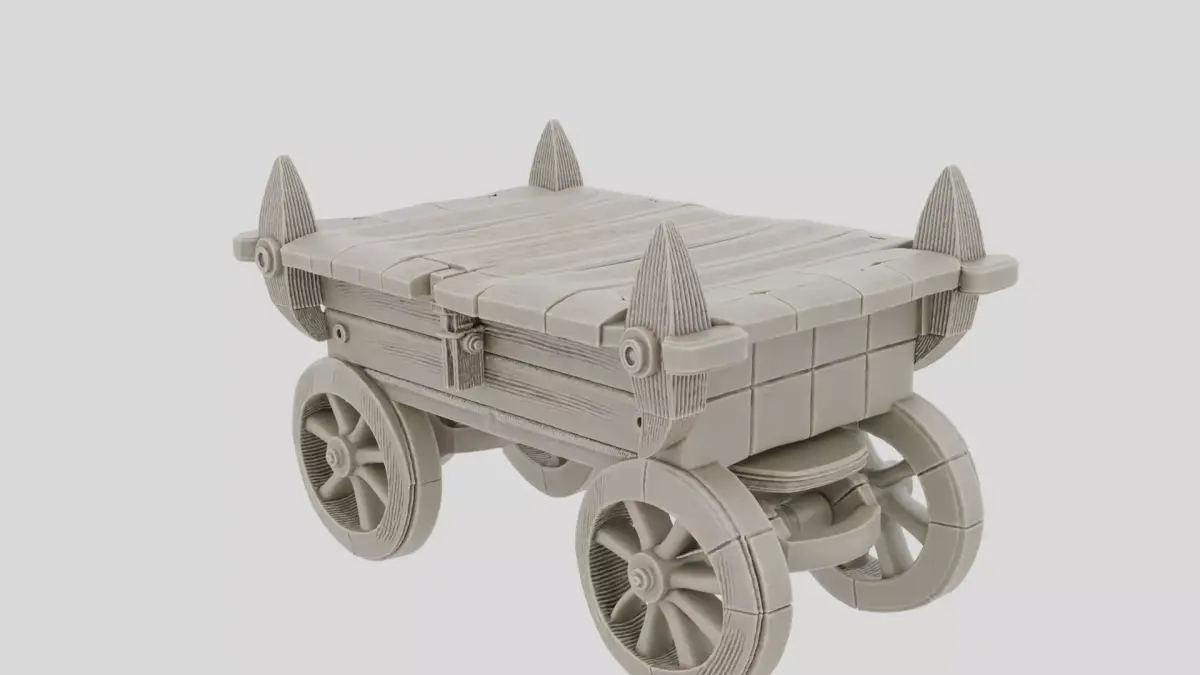 Fantasy Wooden Dungeon Supply Cart for 3D print Low-poly 3D model