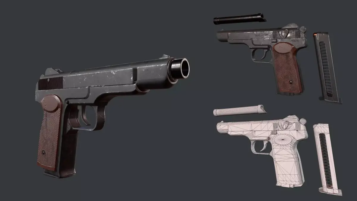 Stechkin Gun Low-poly 3D model