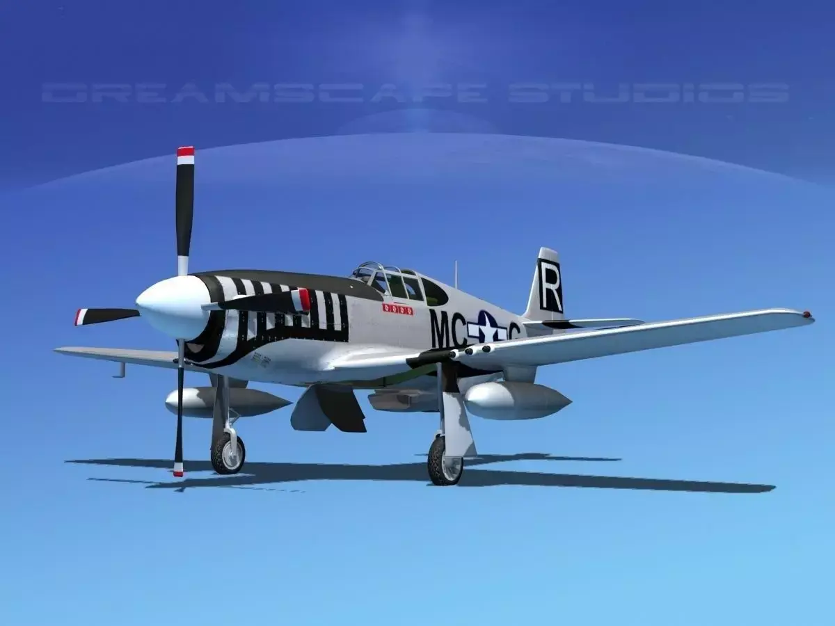 North American P-51B Mustang V03 3D model