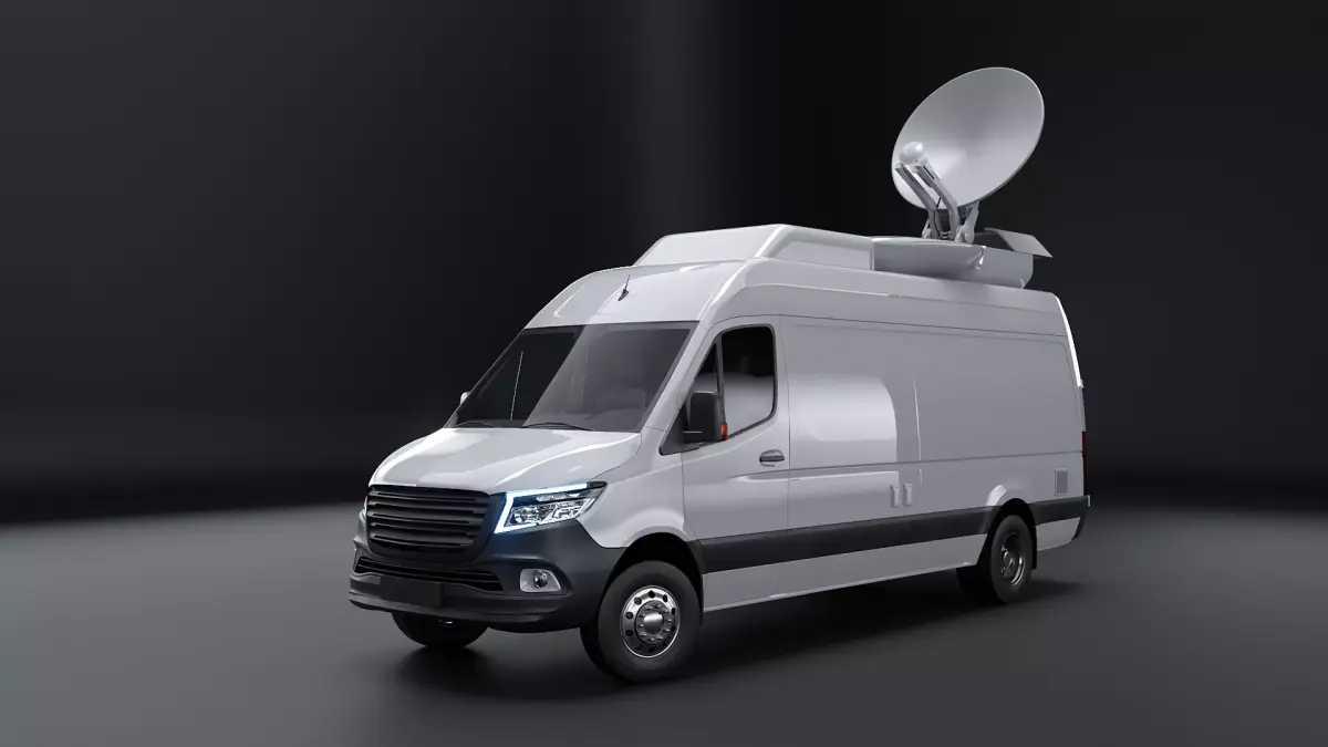 TV Broadcast Satellite Van PBR Low-poly 3D model