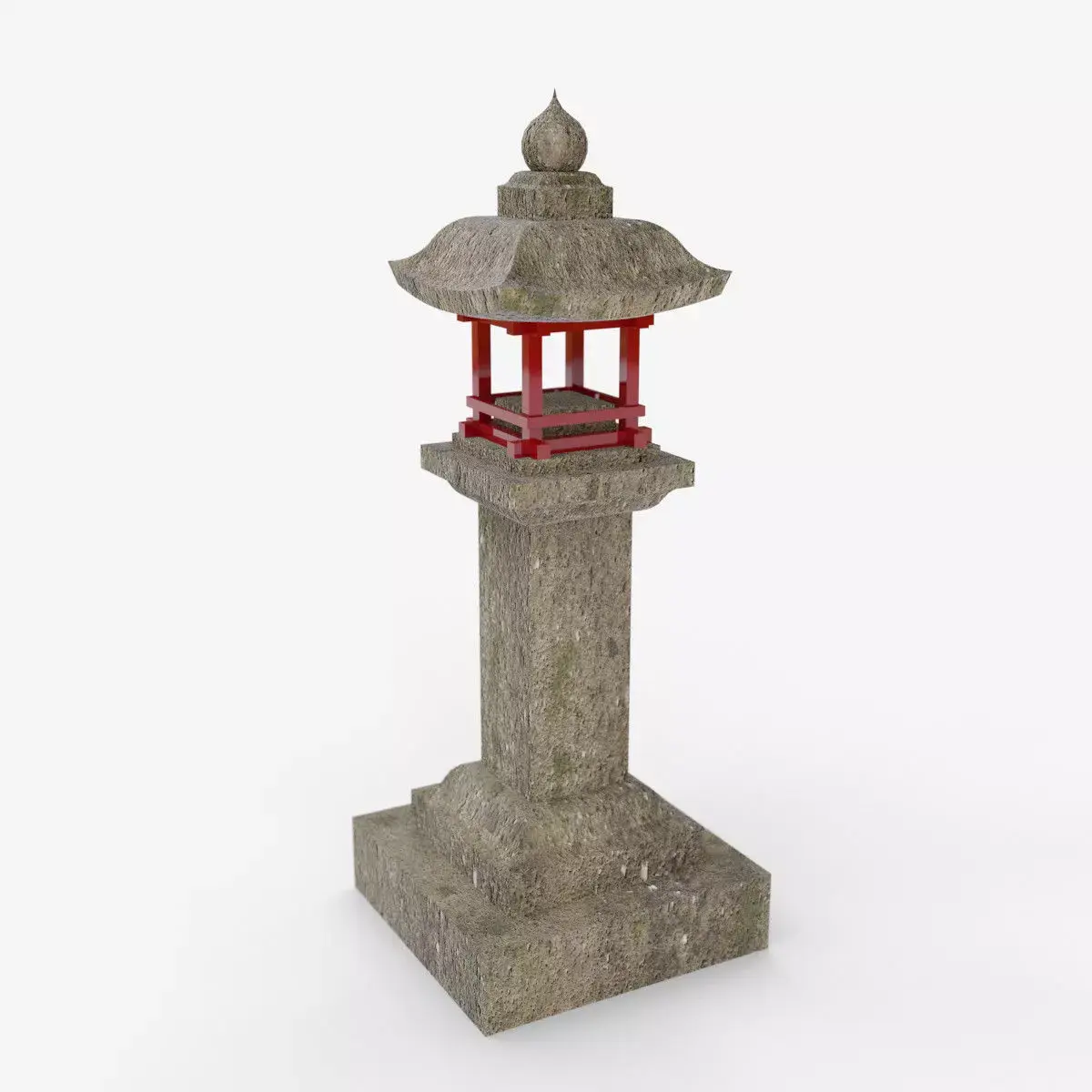 Japanese Stone Lantern Wood Support - Japan Collection 3D model