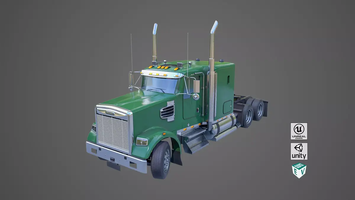 Heavy Truck Chassis 07 Generic Green All PBR Unity UE Textures Low-poly 3D model