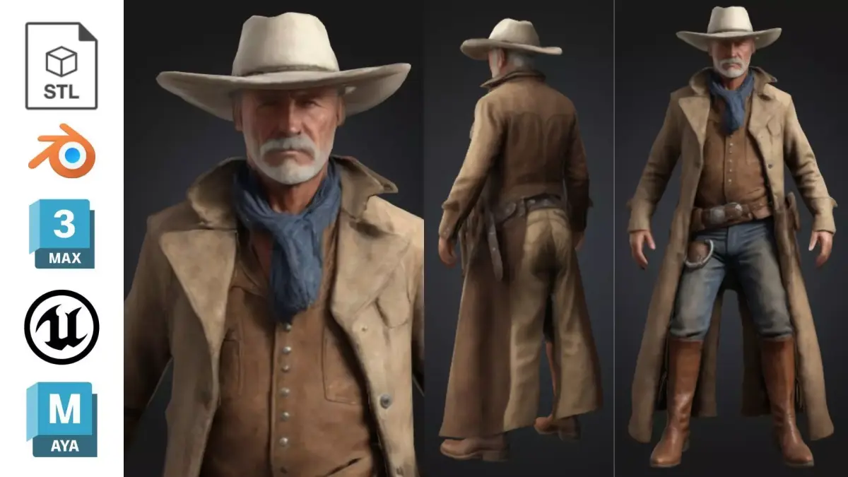 Cowboy Sheriff Character Low-poly 3D model