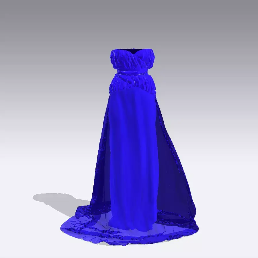 DRESS LOOK DRAPED DARK BLUE LONG DRESS 3D model