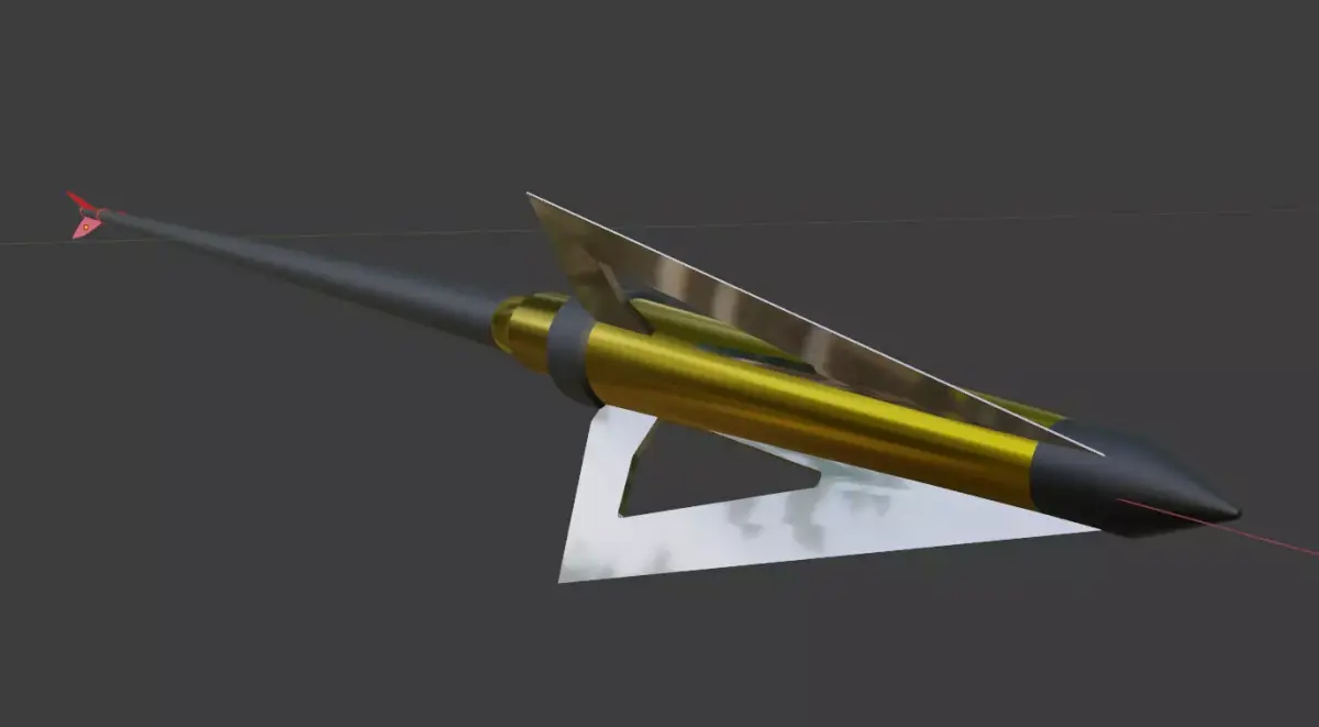 Realistic Arrow Game Ready rocket with golden tip Low-poly 3D model