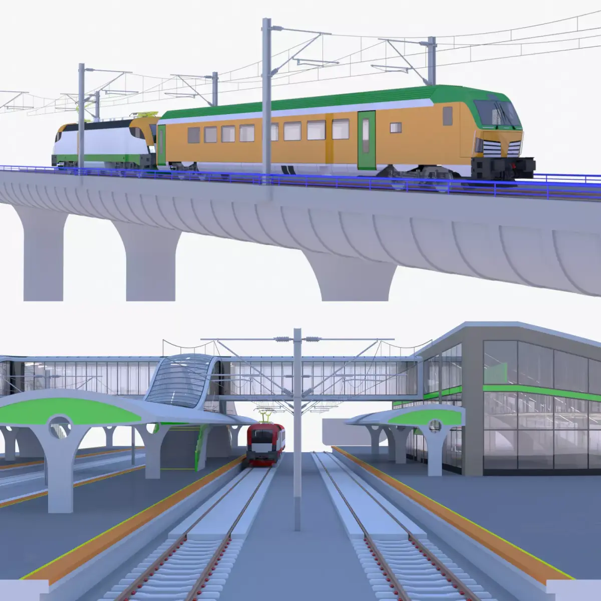 Railway station and bridge V 3D Model Pack purchase