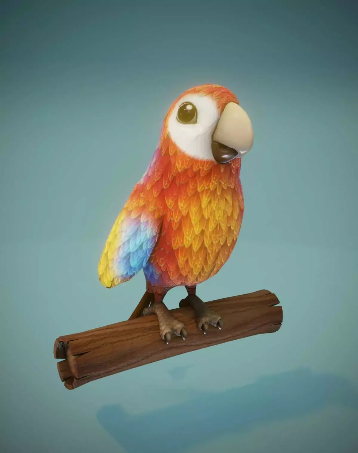 Cartoon Ara Parrot Red-Yellow-Blue Rigged 3D Model Low-poly 3D model
