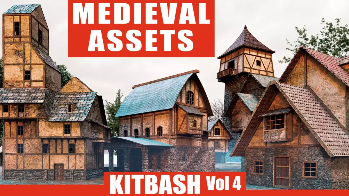 Kitbash Medieval Assets Textures Vol 4 Low-poly 3D model