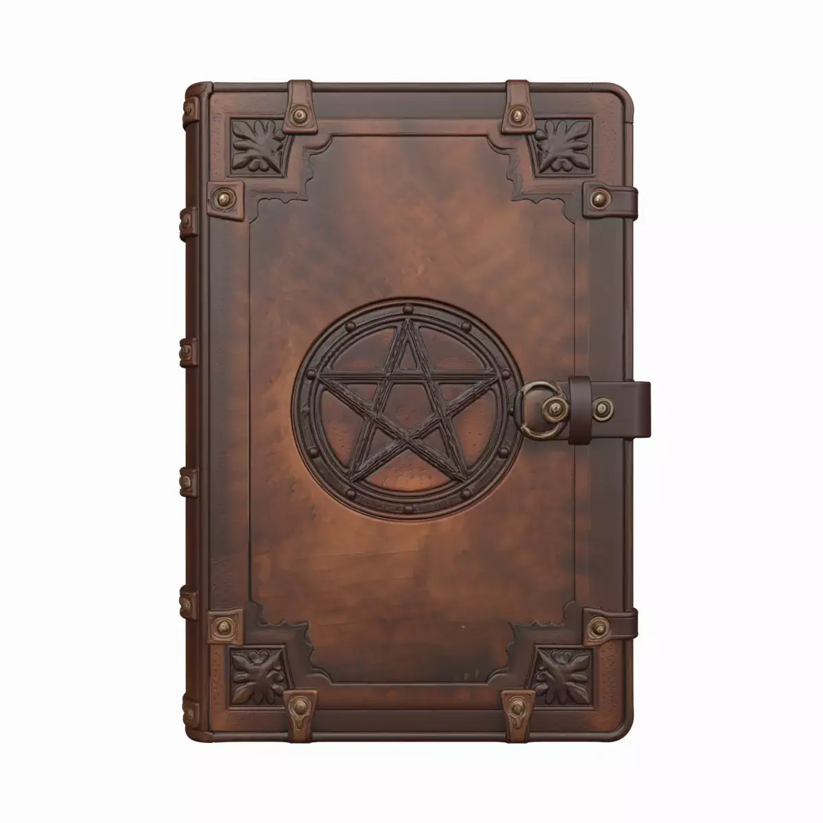 3D Leather Grimoire Book Cover Pentagram and Aged 3D model purchase
