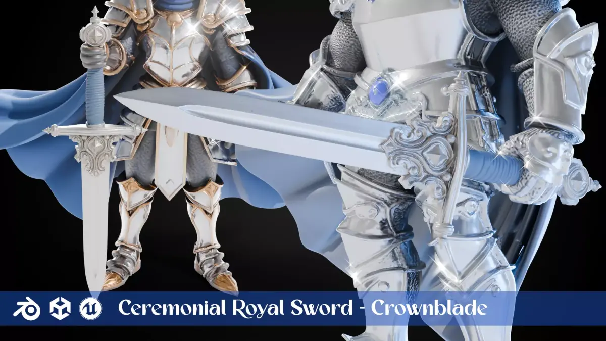 Stylized Sword - Ceremonial Royal Crownblade - Game Ready 3D model