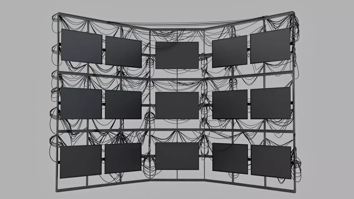 Multi Screen Display Wall Setup Low-poly 3D model