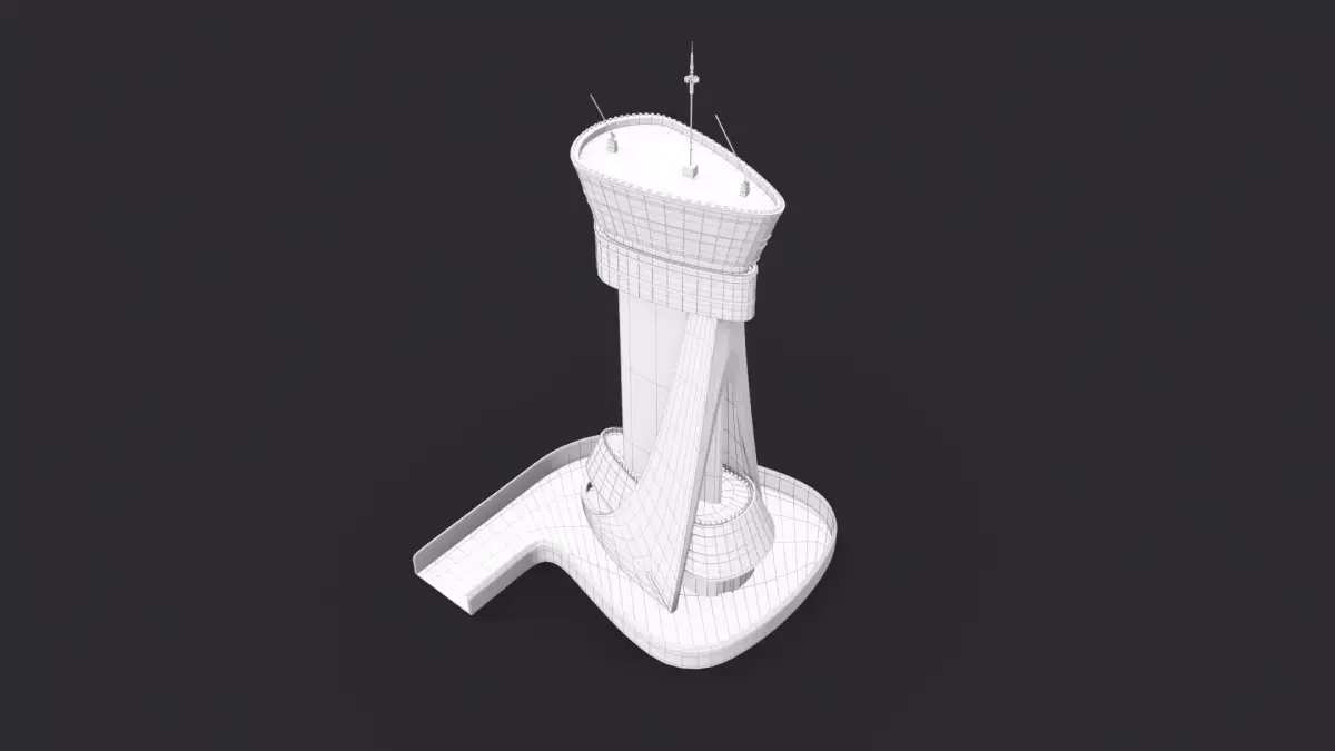 Air Traffic Control Mumbai Low-poly 3D model
