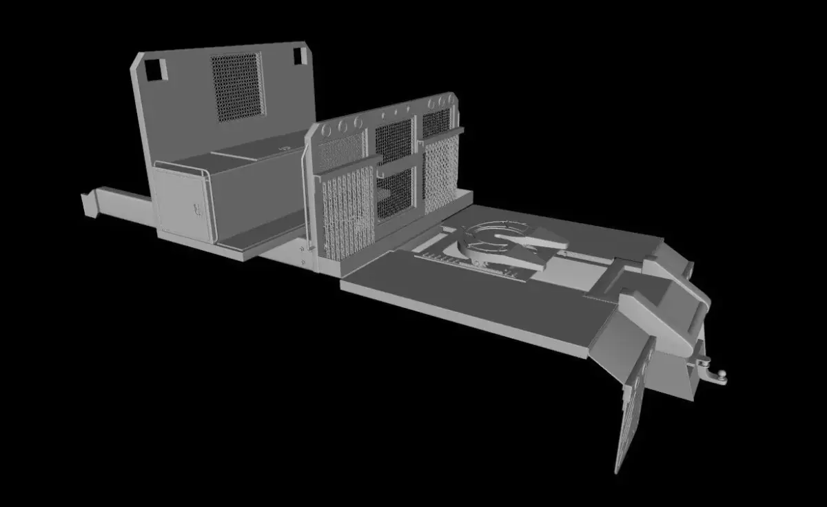 FLATBED  Crane Base and Fifth Wheel for Truck Low-poly 3D model