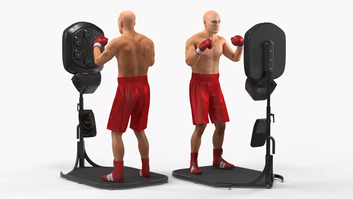 Boxing Panel with Athlete Red Pose Black 3D model